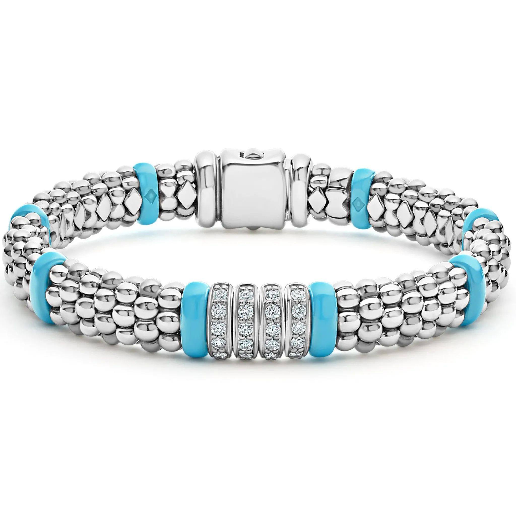 Shop LAGOS Four Station Diamond Caviar Bracelet | 9Mm