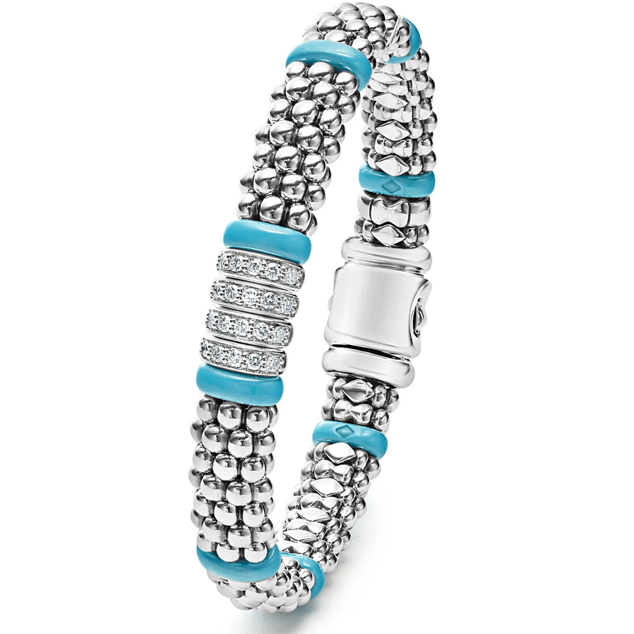 Shop LAGOS Four Station Diamond Caviar Bracelet | 9Mm