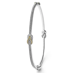 Fashion LAGOS Four Station Two-Tone Knot Diamond Bangle Bracelet