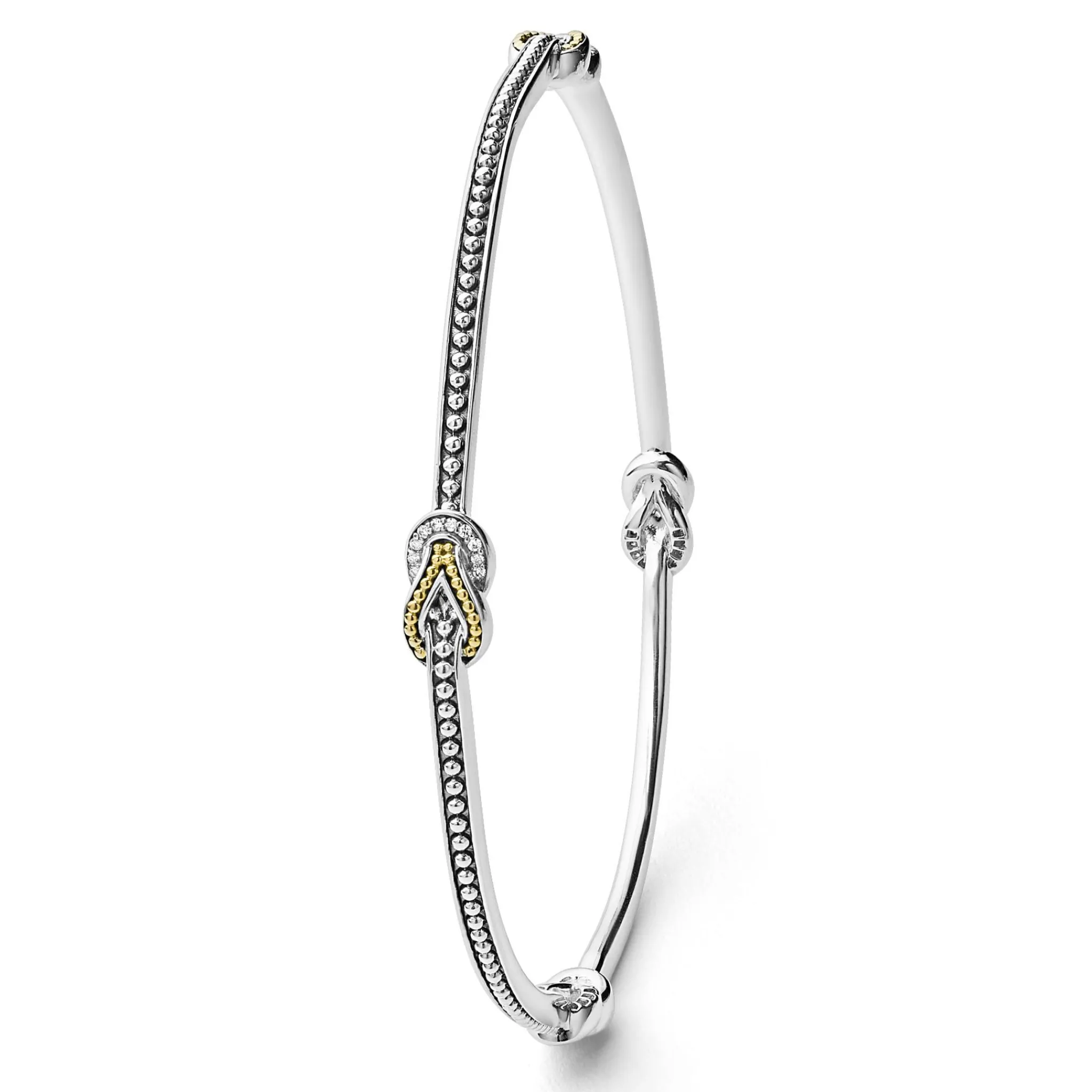 Fashion LAGOS Four Station Two-Tone Knot Diamond Bangle Bracelet