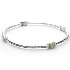 Fashion LAGOS Four Station Two-Tone Knot Diamond Bangle Bracelet