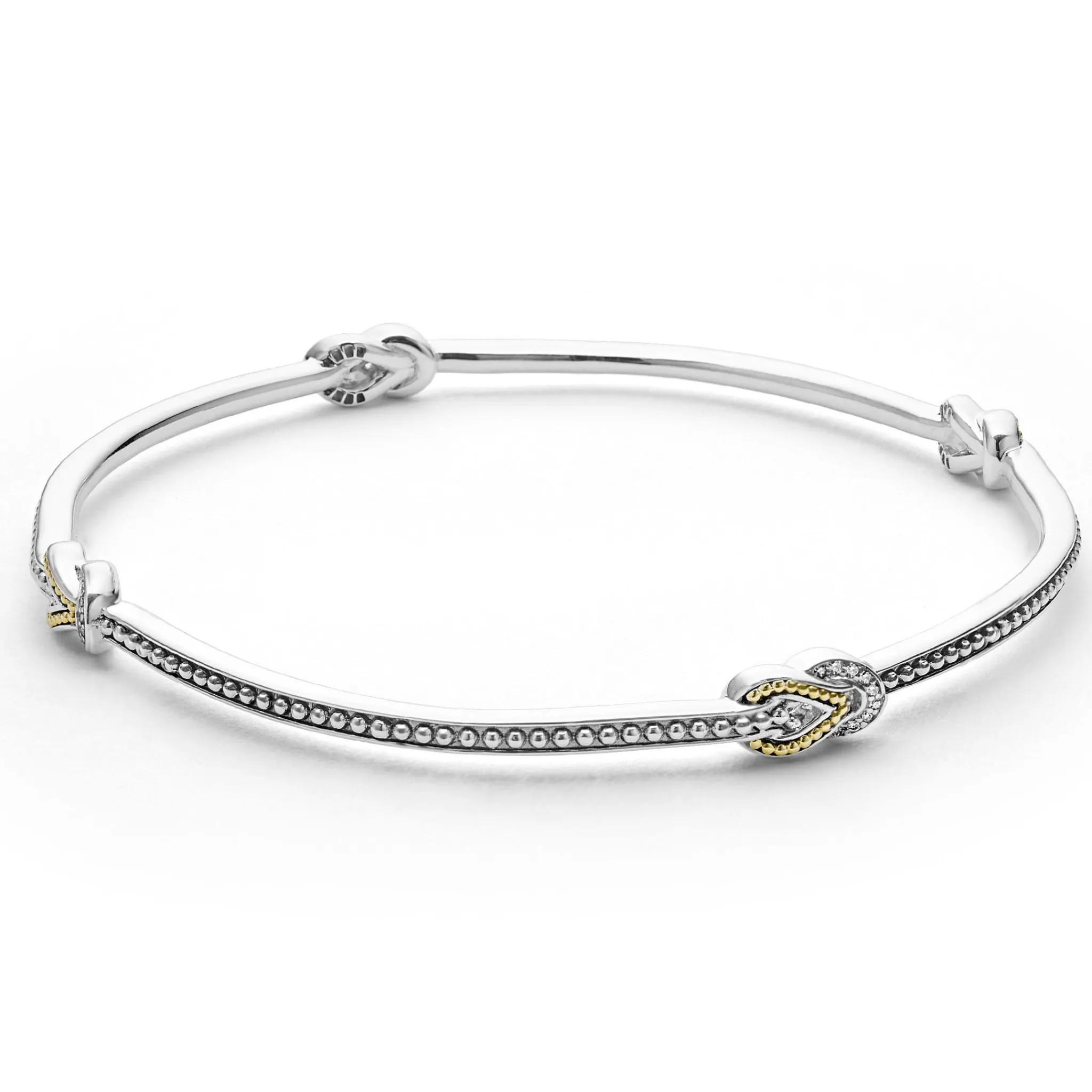 Fashion LAGOS Four Station Two-Tone Knot Diamond Bangle Bracelet