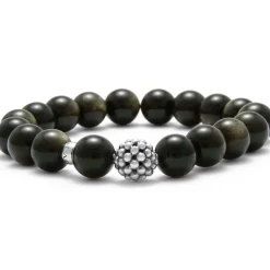Cheap LAGOS Golden Obsidian Silver Station Bead Bracelet