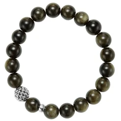 Cheap LAGOS Golden Obsidian Silver Station Bead Bracelet