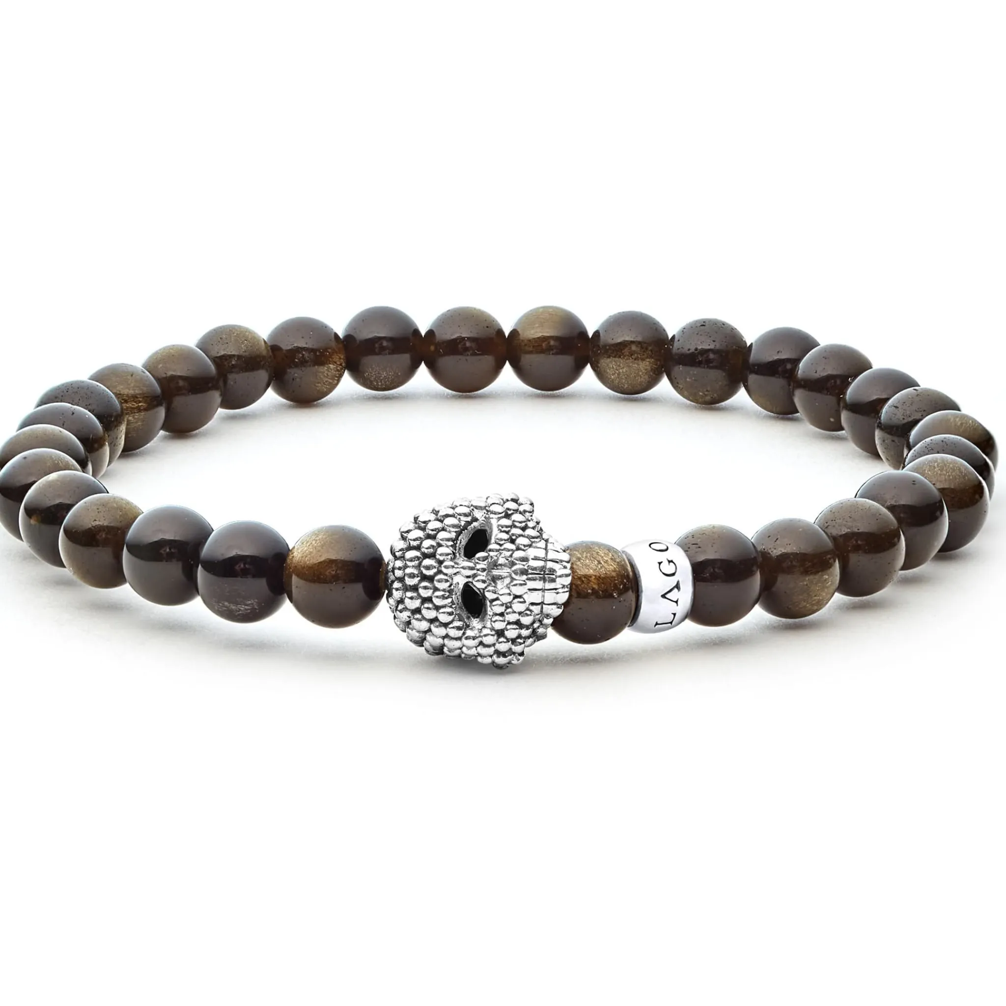 Hot LAGOS Golden Obsidian Skull Bracelet
