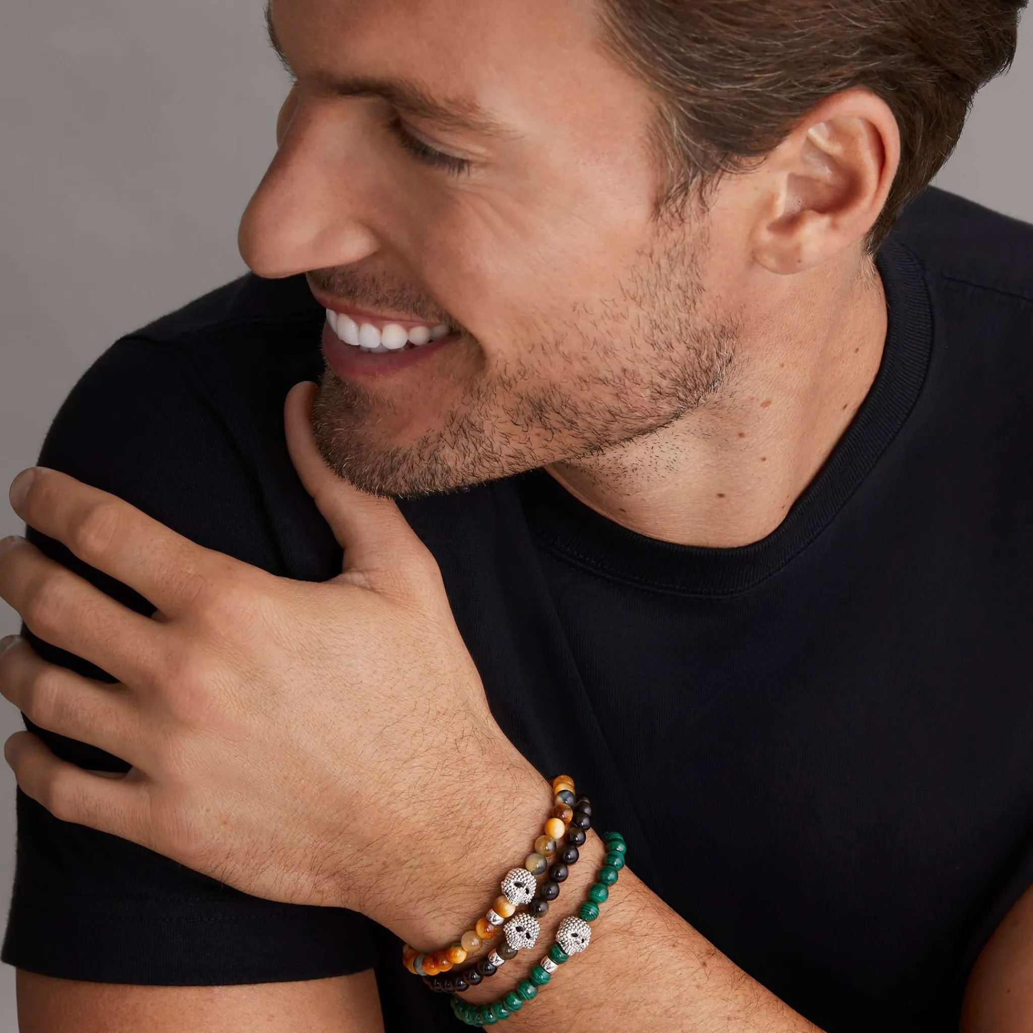 Hot LAGOS Golden Obsidian Skull Bracelet