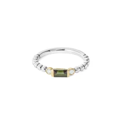 Shop LAGOS Green Tourmaline Stacking Ring With Diamonds