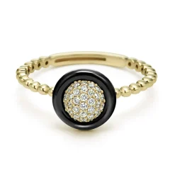 Cheap LAGOS 18K Gold And Black Ceramic Diamond Ring