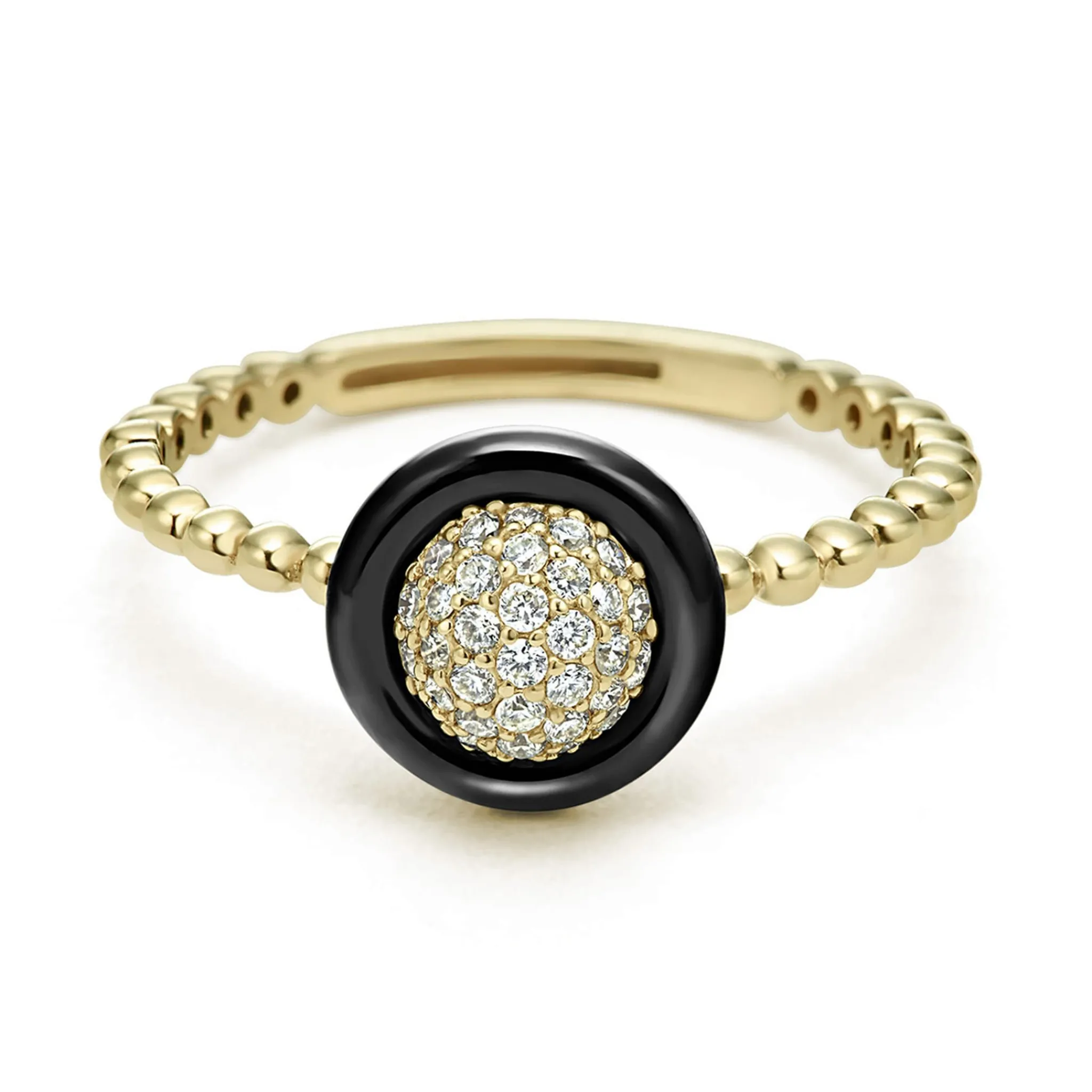 Cheap LAGOS 18K Gold And Black Ceramic Diamond Ring