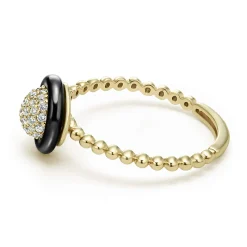 Cheap LAGOS 18K Gold And Black Ceramic Diamond Ring