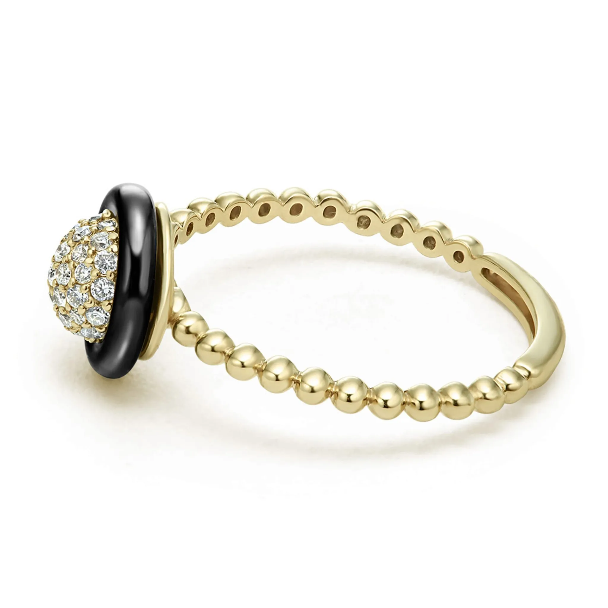 Cheap LAGOS 18K Gold And Black Ceramic Diamond Ring
