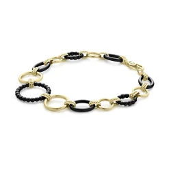 Sale LAGOS 18K Gold And Black Ceramic Link Bracelet