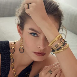 Sale LAGOS 18K Gold And Black Ceramic Link Bracelet