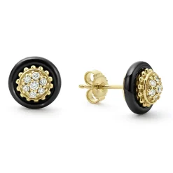 Discount LAGOS 18K Gold And Black Ceramic Diamond Stud Earrings