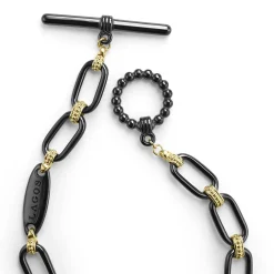 Discount LAGOS 18K Gold And Black Ceramic Link Bracelet