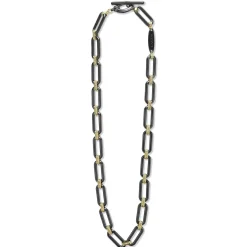 Fashion LAGOS 18K Gold And Black Ceramic Link Necklace