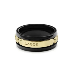 Cheap LAGOS 18K Gold And Black Ceramic Ring