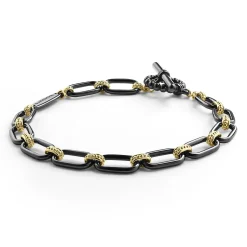 Flash Sale LAGOS 18K Gold And Black Ceramic Link Bracelet
