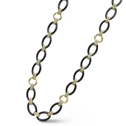 Store LAGOS 18K Gold And Black Ceramic Link Necklace