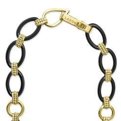 Store LAGOS 18K Gold And Black Ceramic Link Necklace