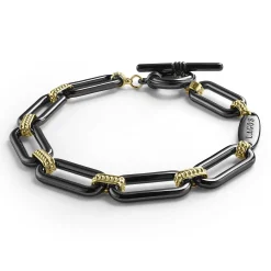 Discount LAGOS 18K Gold And Black Ceramic Link Bracelet