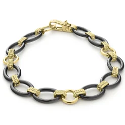 Best Sale LAGOS 18K Gold And Black Ceramic Link Bracelet