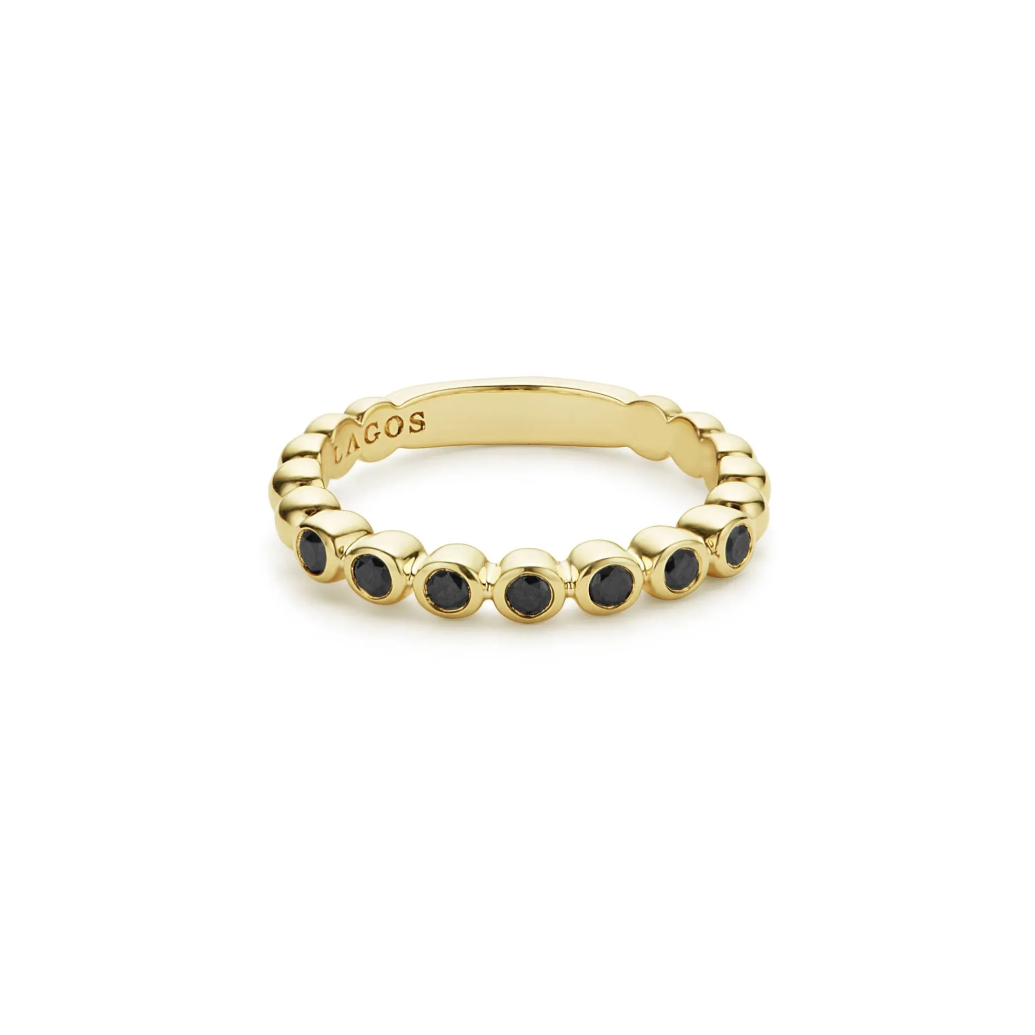 Cheap LAGOS 18K Gold And Black Diamond Stacking Ring