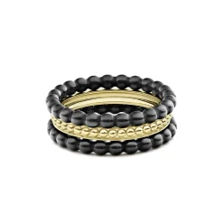 Fashion LAGOS 18K Gold And Ceramic Stacking Rings