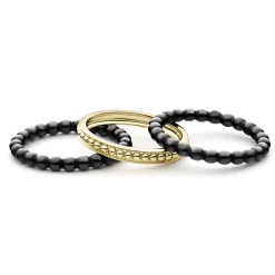 Fashion LAGOS 18K Gold And Ceramic Stacking Rings