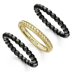 Fashion LAGOS 18K Gold And Ceramic Stacking Rings