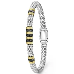 Hot LAGOS 18K Gold And Ceramic Triple Station Caviar Bracelet | 6Mm