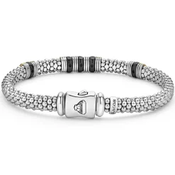 Hot LAGOS 18K Gold And Ceramic Triple Station Caviar Bracelet | 6Mm