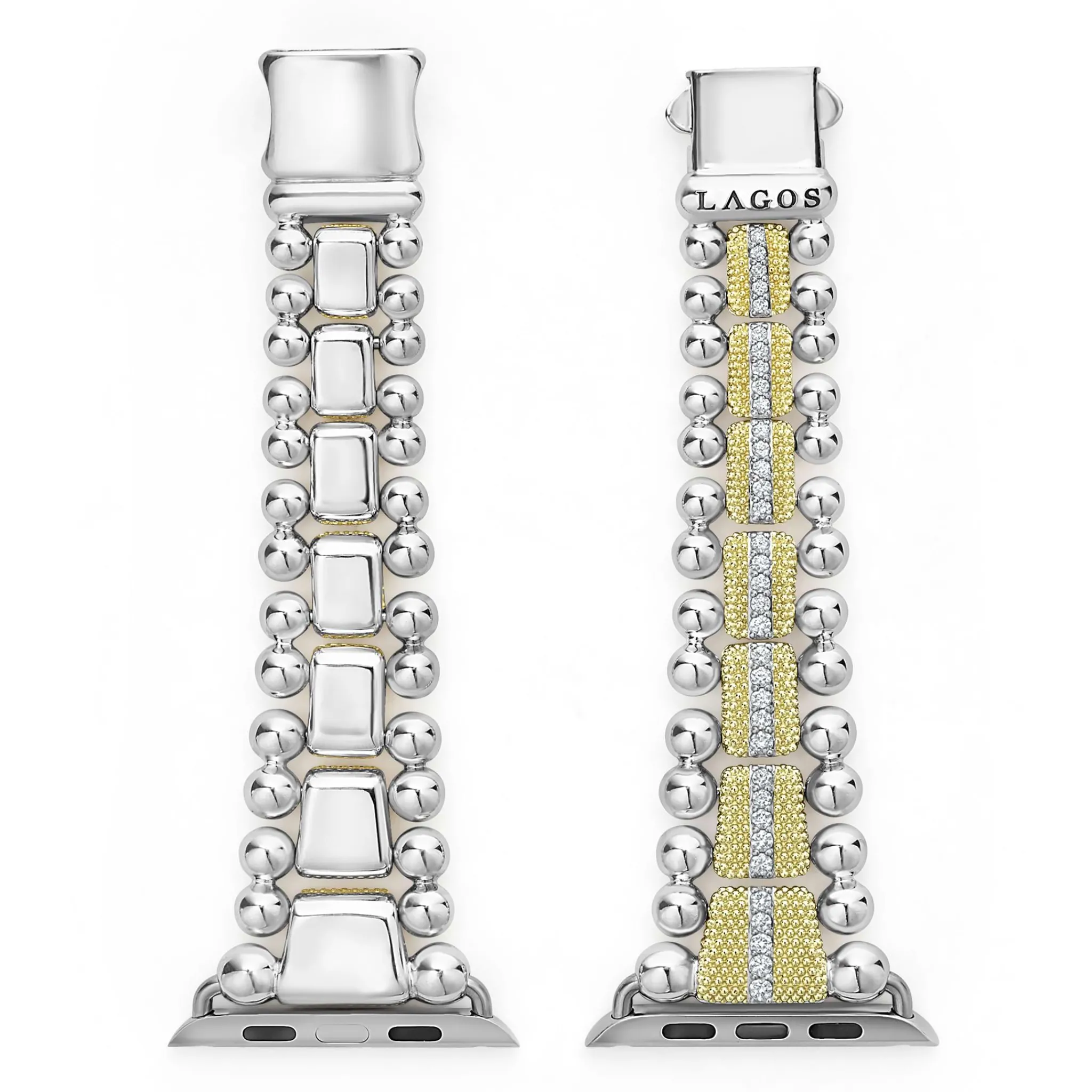 Flash Sale LAGOS 18K Gold And Diamond Caviar Beaded Watch Bracelet-42-49Mm