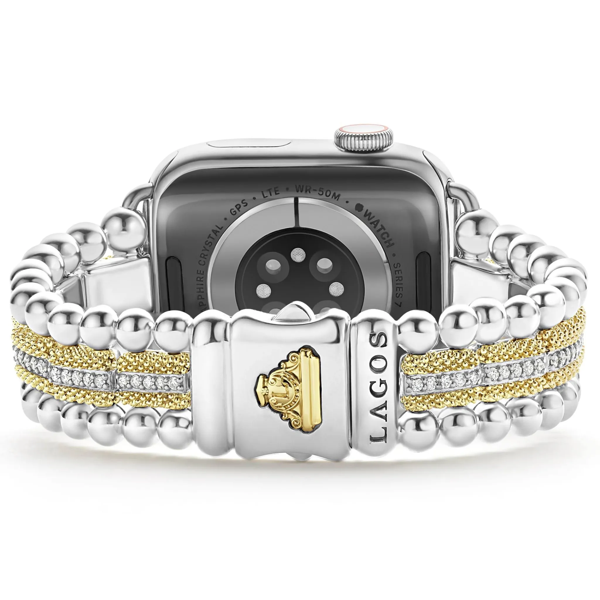 Sale LAGOS 18K Gold And Diamond Caviar Beaded Watch Bracelet-38-45Mm
