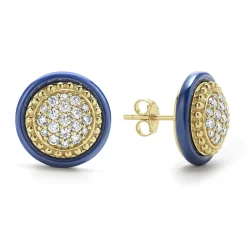 Outlet LAGOS 18K Gold And Diamond Ceramic Stud Earrings