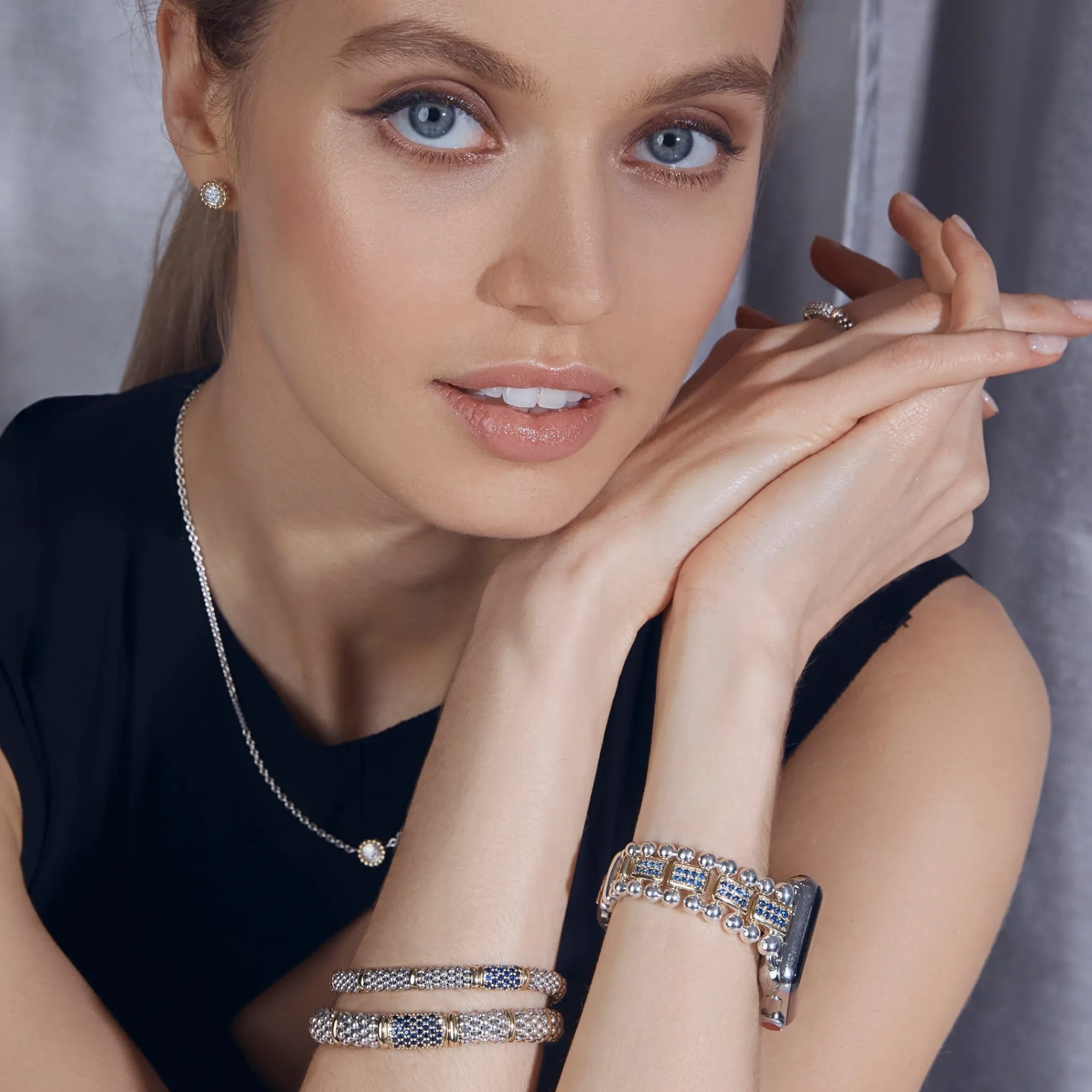 Outlet LAGOS 18K Gold And Sterling Silver Blue Sapphire Watch Bracelet-38-45Mm