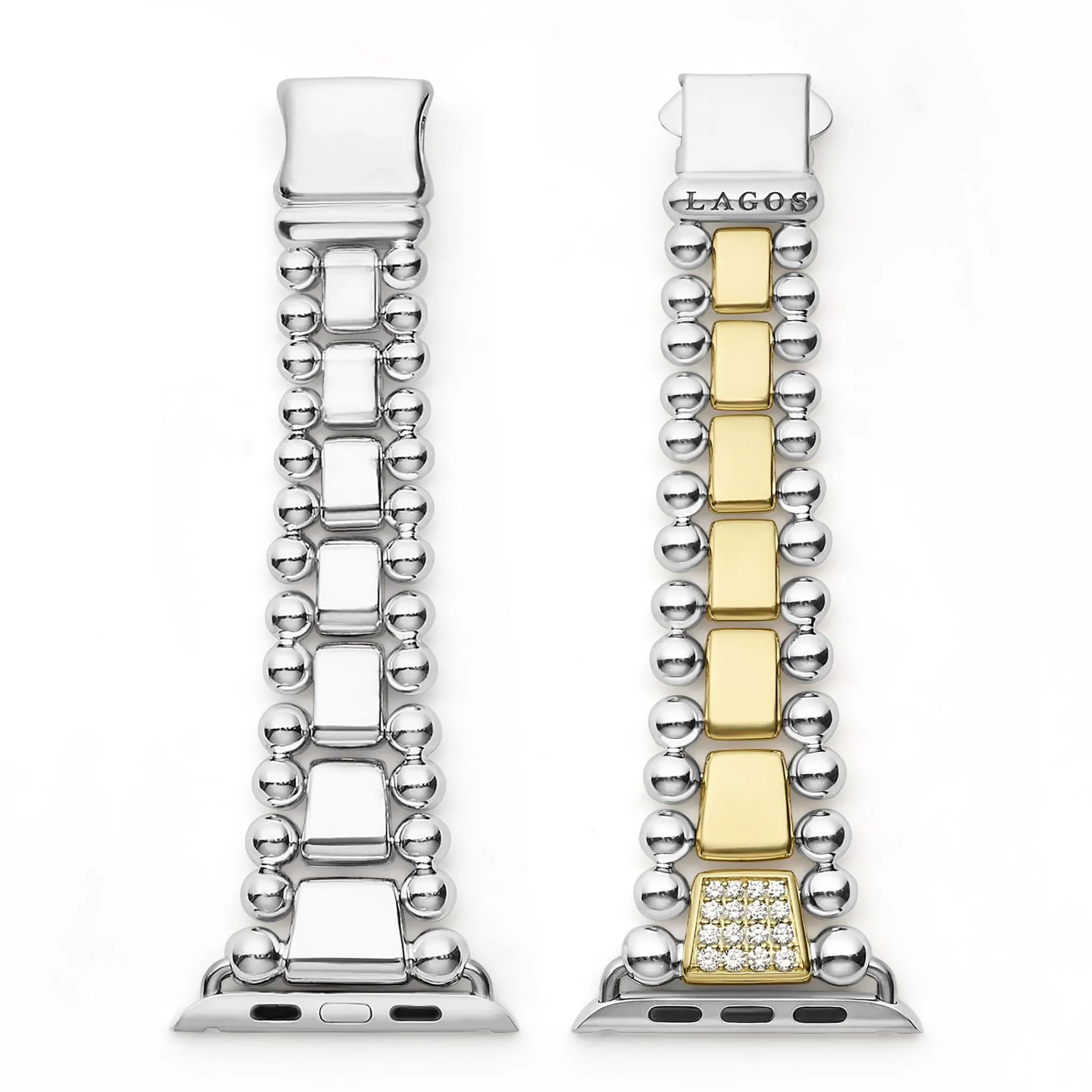 Best Sale LAGOS 18K Gold And Sterling Silver Single Diamond Watch Bracelet-42-49Mm