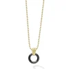 New LAGOS 18K Gold Black Ceramic Circle Pendant Necklace