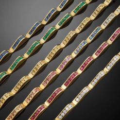 Online LAGOS 18K Gold Blue Sapphire Link Wave Bracelet