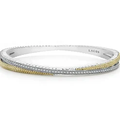 Discount LAGOS 18K Gold Caviar And Diamond Bangle