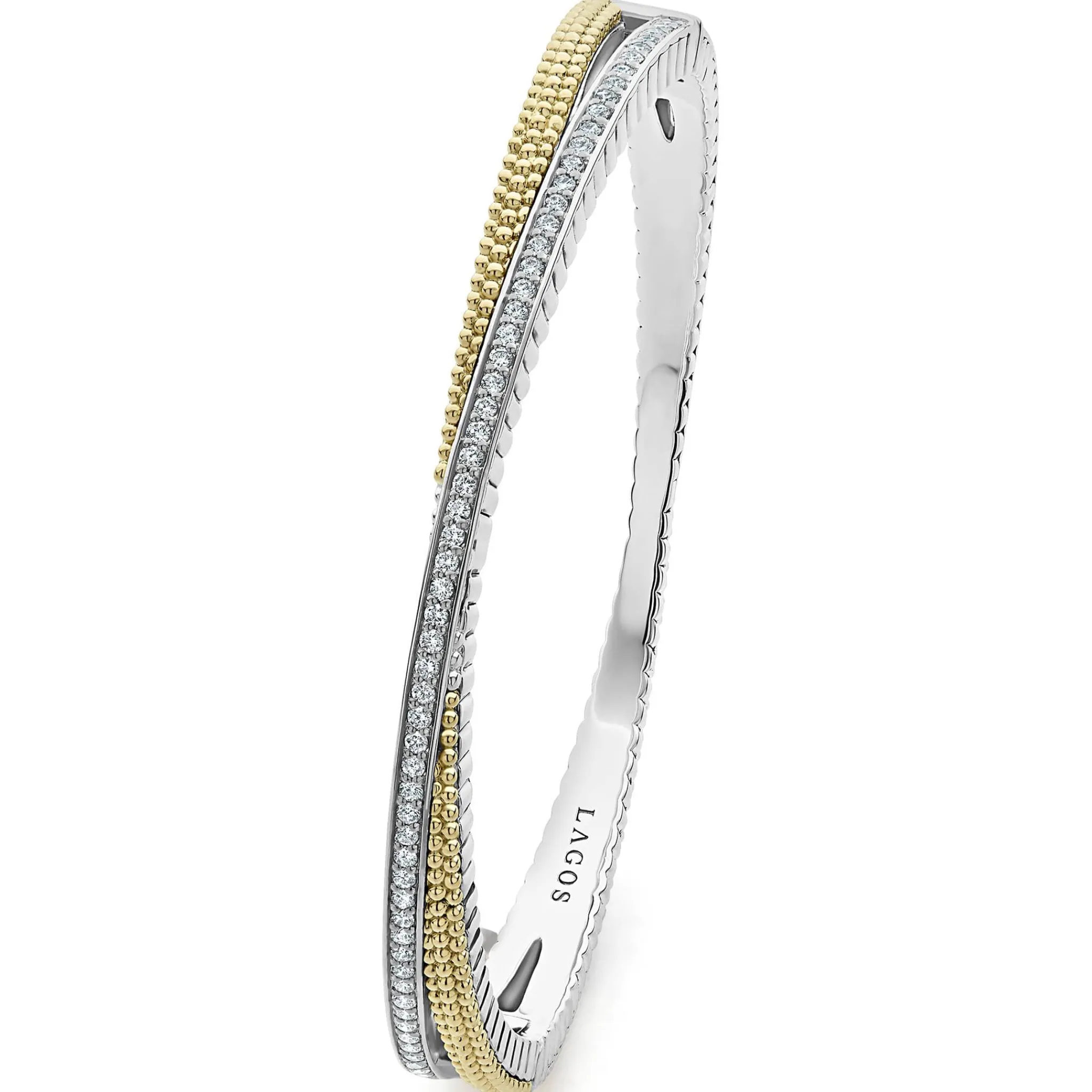 Discount LAGOS 18K Gold Caviar And Diamond Bangle