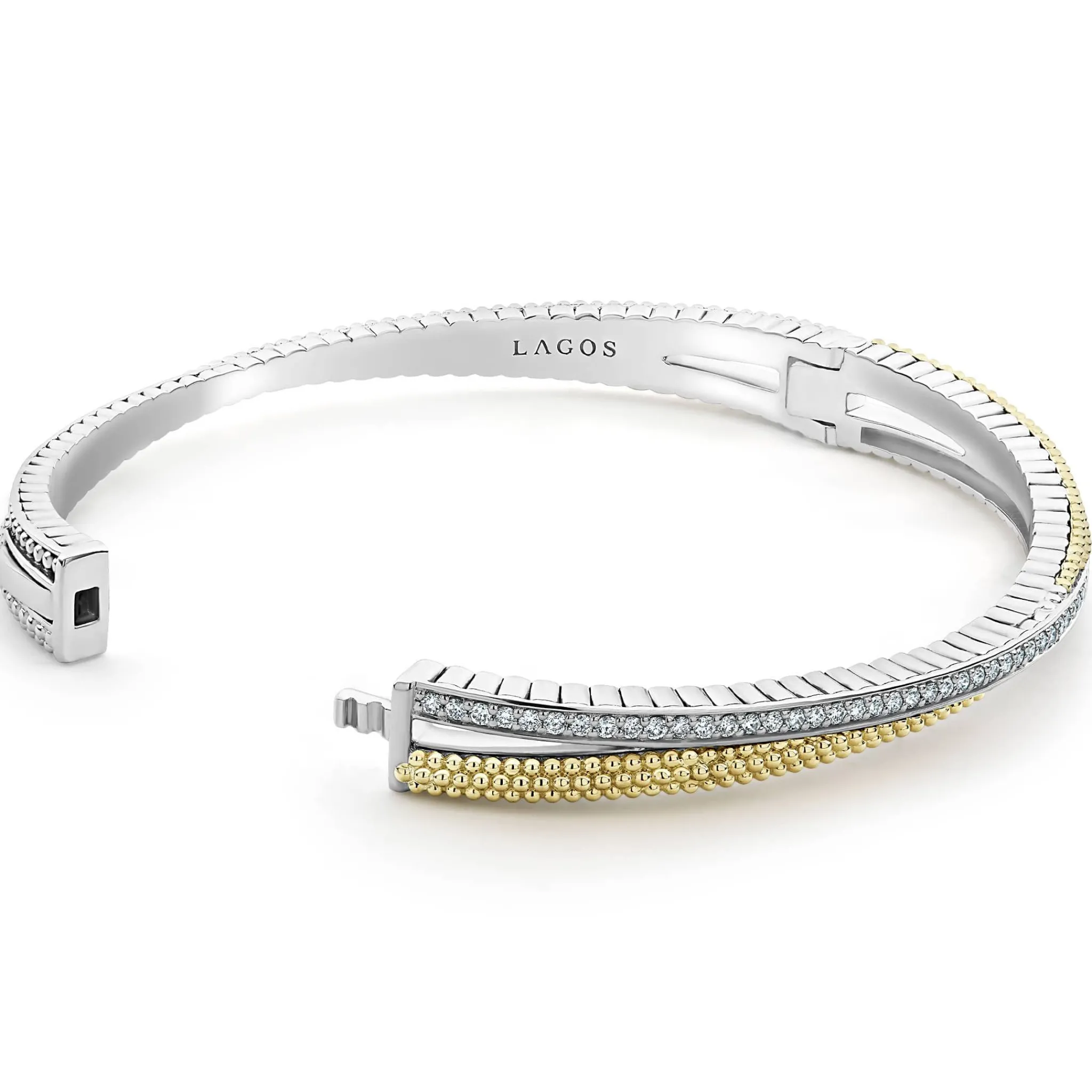 Discount LAGOS 18K Gold Caviar And Diamond Bangle
