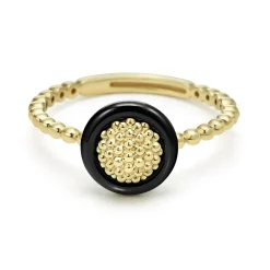 Cheap LAGOS 18K Gold Caviar Black Ceramic Ring