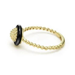 Cheap LAGOS 18K Gold Caviar Black Ceramic Ring