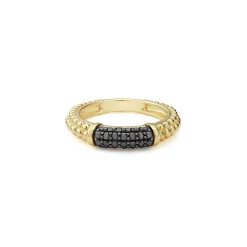 Fashion LAGOS 18K Gold Caviar Black Diamond Stacking Ring