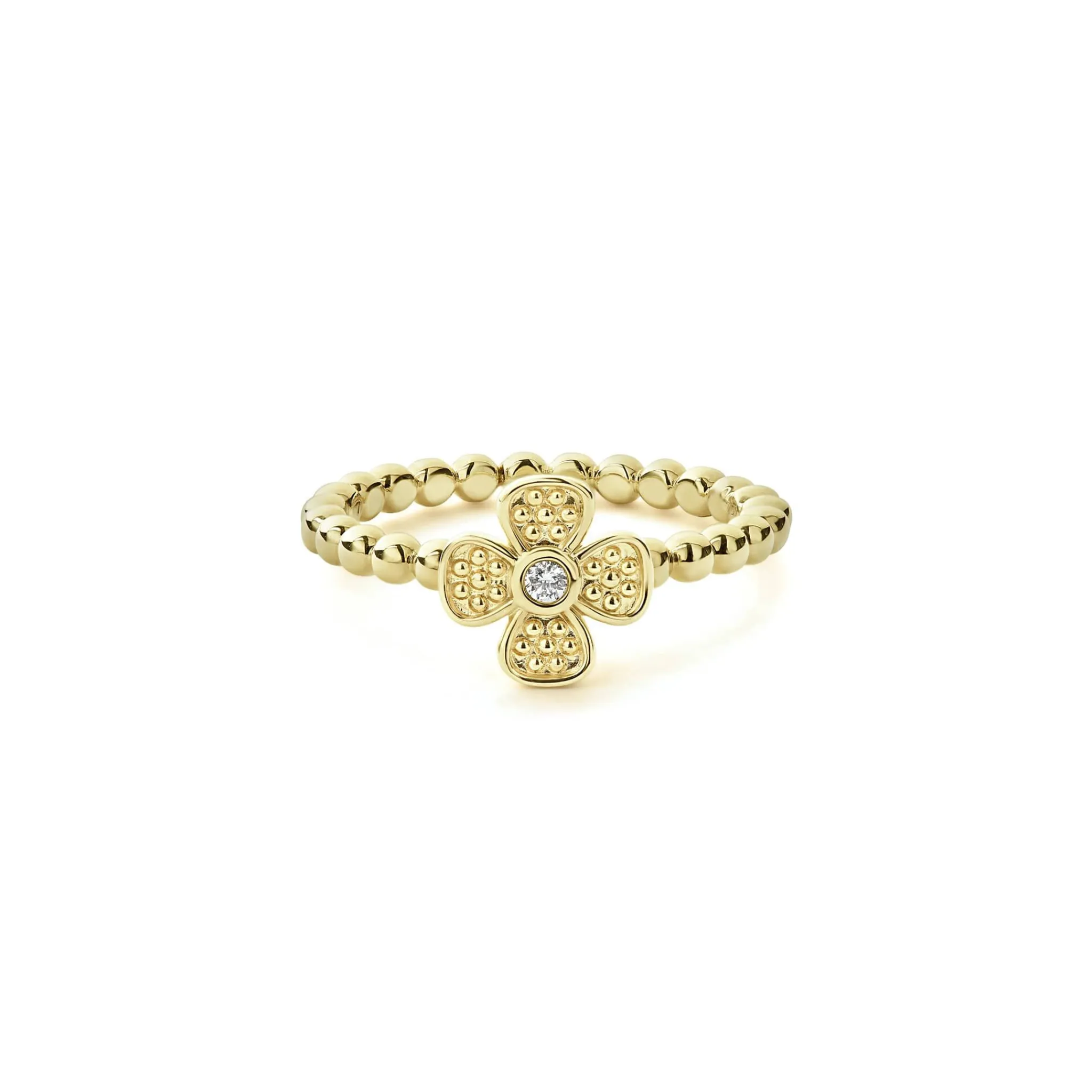Cheap LAGOS 18K Gold Caviar Flower Diamond Ring