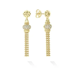 Sale LAGOS 18K Gold Caviar Tassel Diamond Earrings