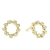 New LAGOS 18K Gold Circle Diamond Stud Earrings