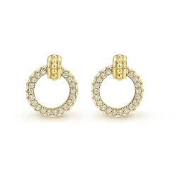 Sale LAGOS 18K Gold Circle Diamond Stud Earrings