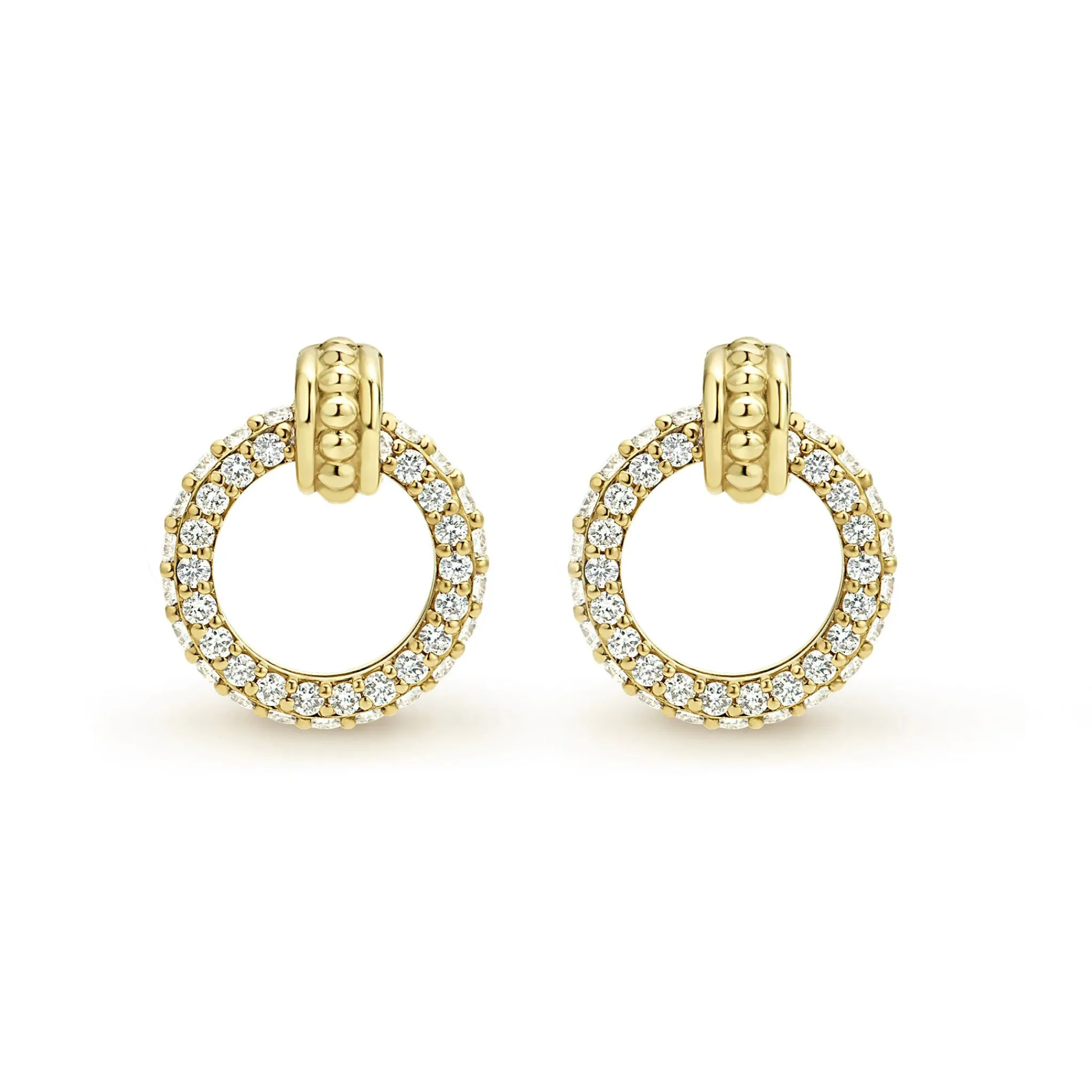 Sale LAGOS 18K Gold Circle Diamond Stud Earrings
